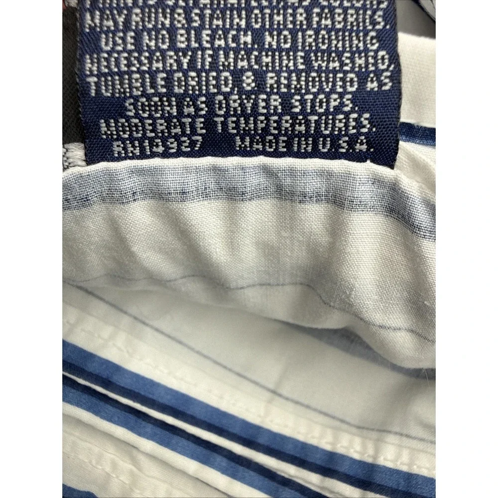 Ralph Lauren Vintage TWIN Flat Sheet Porcelain Blue Jonquil Striped EUC